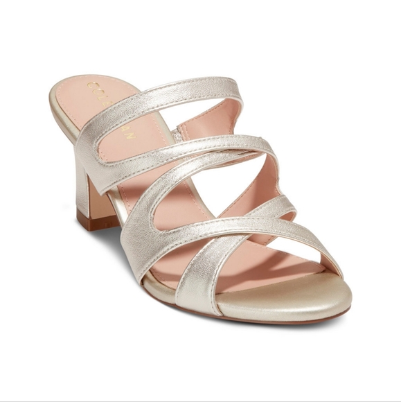 Cole Haan Gold Leather Slide Sandals 8 - Picture 3 of 7